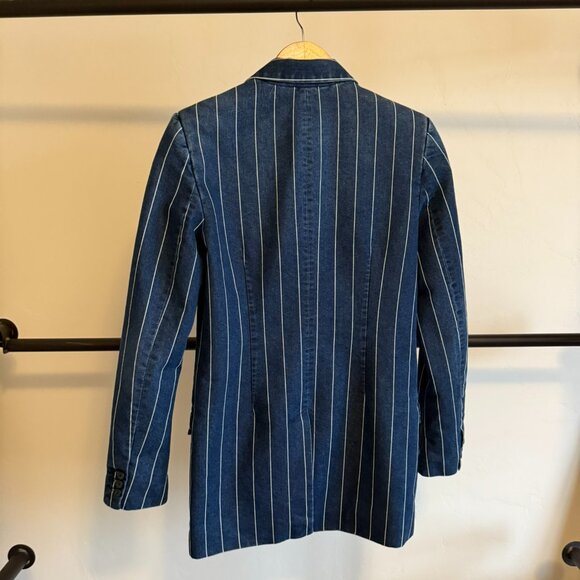 Current Elliott Blue Indigo Denim White Stripe Blazer 1 - Picture 10 of 12